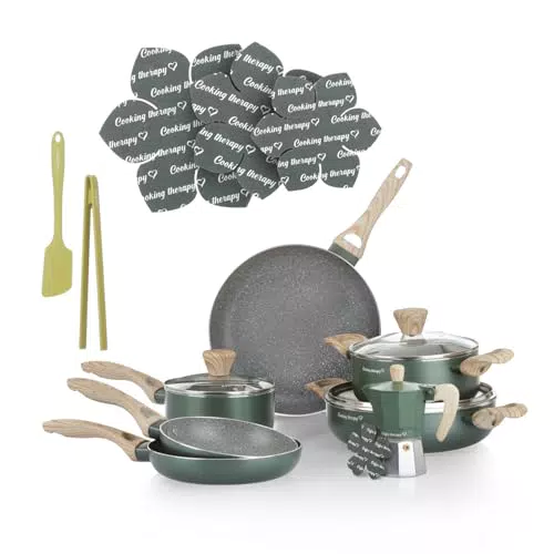 Kasanova Cooking Therapy Set pentole induzione antiaderenti con manici effetto legno