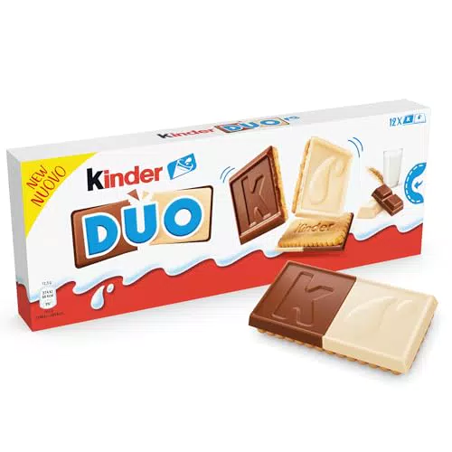 Kinder Duo Biscotti Bigusto Ricoperti di Cioccolato al Latte e Bianco