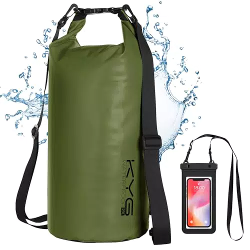 KYG Borsa Impermeabile per Spiaggia e Attività Outdoor - Zaino 20L con Custodia Cellulare