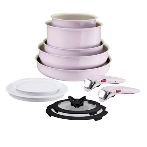 Lagostina Ingenio Pastel, Set di Padelle Antiaderenti con Manico Rimovibile