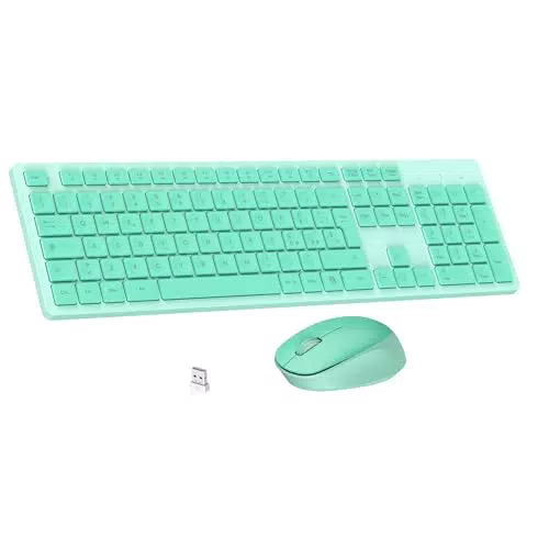 LeadsaiL Kit Tastiera e Mouse Wireless Silenziosi QWERTY per PC e Mac