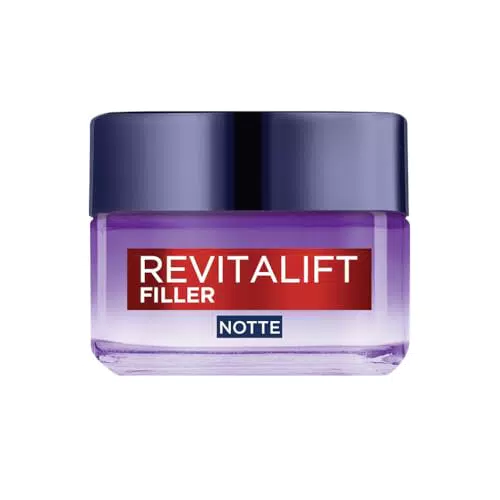 L'Oréal Paris Crema Viso Notte Revitalift Filler, Azione Anti-Rughe con Acido Ialuronico
