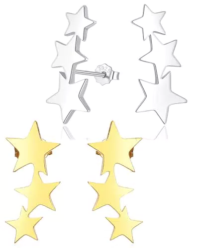 LOZTBUE Orecchini a stella in argento 925 ipoallergenici per donna e ragazza