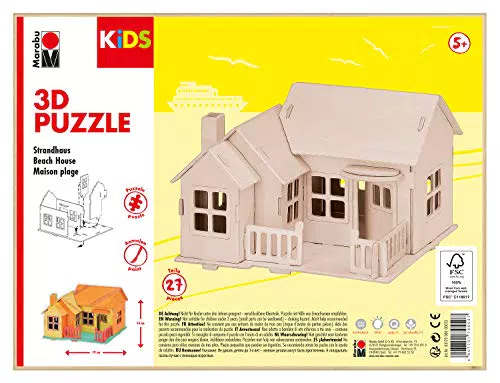 Marabu Puzzle in Legno 3D Casa sulla Spiaggia - Modello 0317000000013