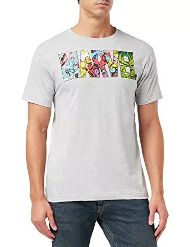 Marvel T-Shirt Manica Corta con Logo Comic Strip