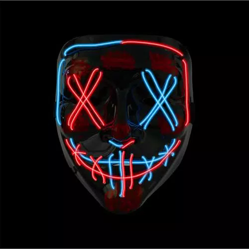Maschera Halloween LED The Purge, luminosa e controllabile per adulti