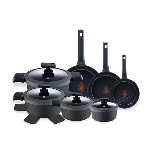 MasterPRO Gastro Reeco Set di Padelle e Pentole in Alluminio Riciclato Antiaderente