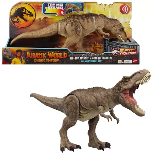 Mattel Jurassic World T-Rex Attacco Furioso - Dinosauro Evolutivo con Ruggito