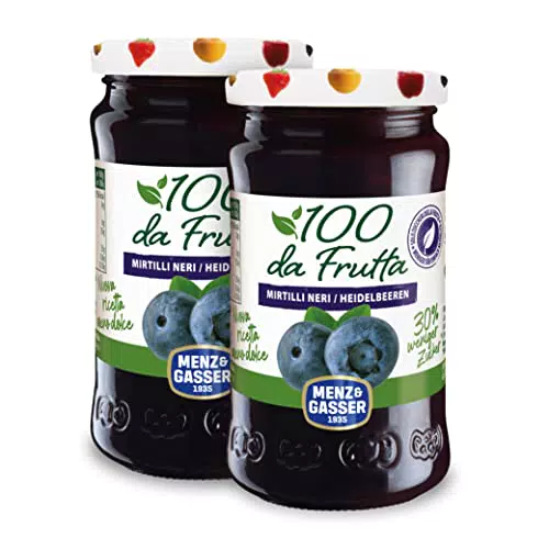 Menz&Gasser Composta di Mirtilli Neri 100% Frutta, Senza Glutine e Vegan
