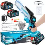 Mini Motosega a Batteria per Potatura, 1000W Motore Brushless 6 Pollici Motosega Elettrica con 8000mAh Batterie di grandi capacità