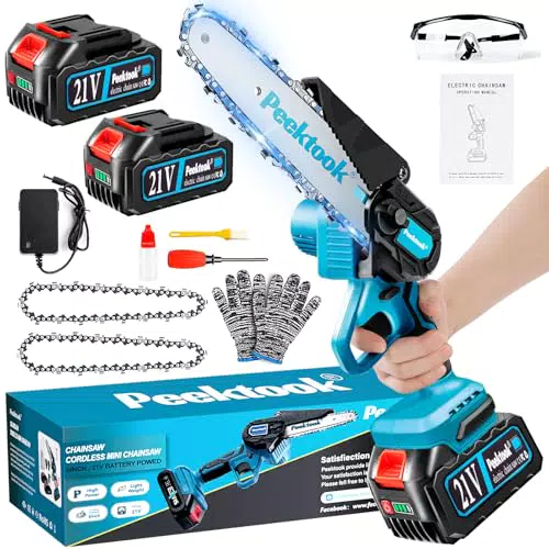 Mini Motosega a Batteria per Potatura, 1000W Motore Brushless 6 Pollici Motosega Elettrica con 8000mAh Batterie di grandi capacità