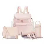 Minsong zaino fasciatoio in pelle con scomparti e fasciatoio per mamme