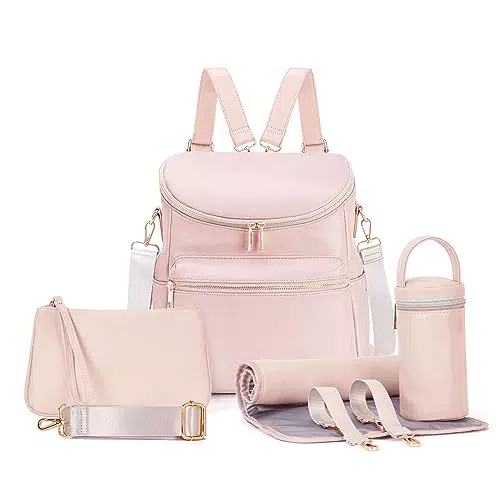 Minsong zaino fasciatoio in pelle con scomparti e fasciatoio per mamme