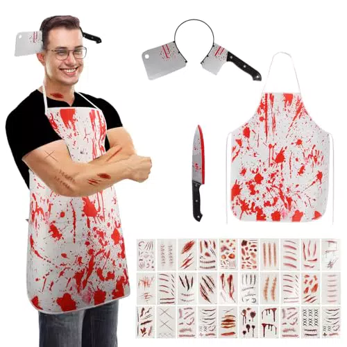MmmLucipor Grembiule Macellaio Horror per Halloween, Costume Sanguinolento