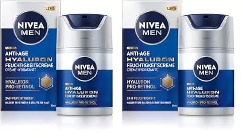 NIVEA MEN Crema idratante anti-età con acido ialuronico e SPF 15, 24h di idratazione