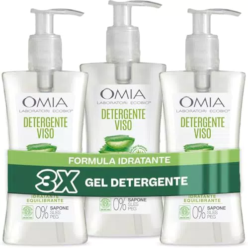 Omia Gel Detergente Viso Eco Bio Aloe Vera - Struccante Idratante Pelli Normali e Miste