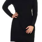 Only vestito in lana con collo alto, nero, XL