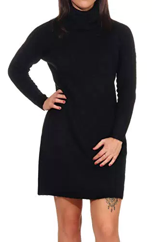 Only vestito in lana con collo alto, nero, XL