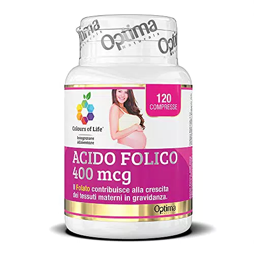 Optima Naturals Acido Folico 400 mcg - Integratore per Gravidanza Vegano e Senza Glutine