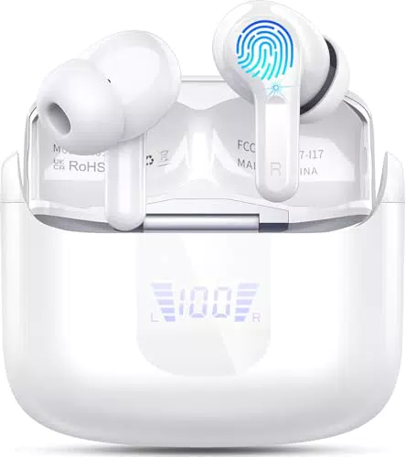 Ordtop Cuffie Bluetooth 5.4 con Cancellazione Rumore, 40 Ore di Autonomia, Impermeabili