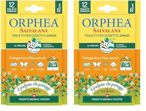 Orphea Salvalana, Foglietti per Cassetti e Armadi, per Lana e Vestiti Tutta la Stagione