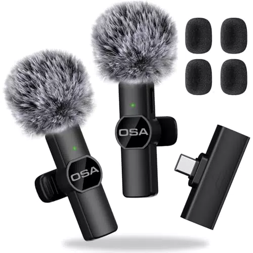 OSA Microfono Lavalier Wireless USB-C per iPhone e Android - Registrazioni Video e Live Streaming