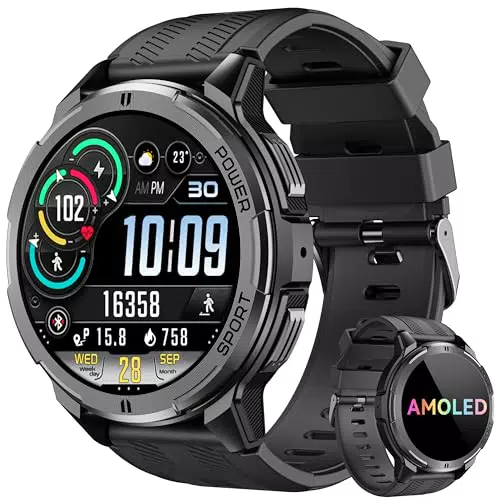 OUKITEL Smartwatch Uomo Militare con Chiamate, AMOLED, Cardio e Fitness Tracker