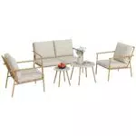 Outsunny Set Salotto da Giardino con Divano e Poltrone, Mobili da Esterno