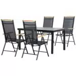 Outsunny Set da Giardino in Alluminio con Tavolo e Sedie Pieghevoli Regolabili