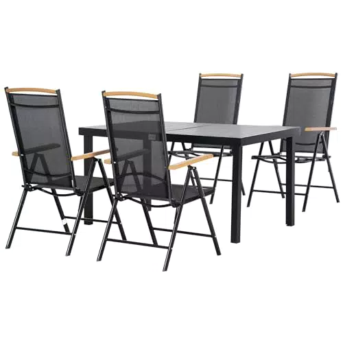 Outsunny Set da Giardino in Alluminio con Tavolo e Sedie Pieghevoli Regolabili