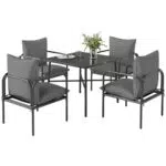 Outsunny Set Tavolo e Sedie da Giardino con Cuscini e Foro per Ombrellone