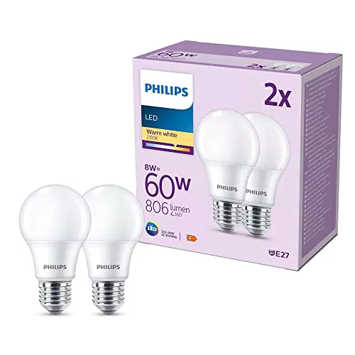 Philips LED E27 lampadina a risparmio energetico luce bianca calda 2700K