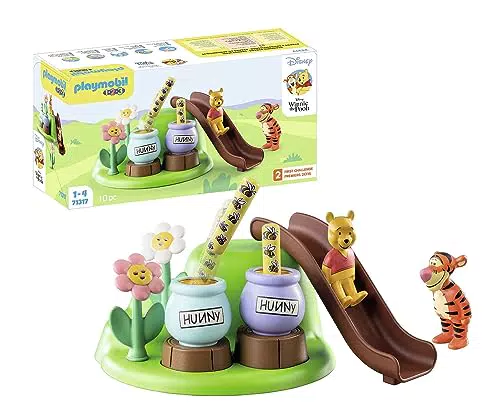 PLAYMOBIL 1.2.3 Giardino delle Api di Winnie e Tigro - Playset per Bambini 12M+