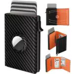 AirTag Portafoglio Uomo in Pelle con Blocco RFID e Porta Carte Pop-up