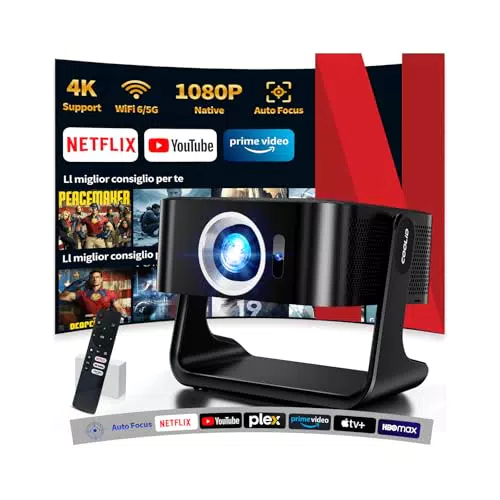 Proiettore 4K HD 1080P con WiFi 6, Bluetooth 5.4 e Licenza Netflix