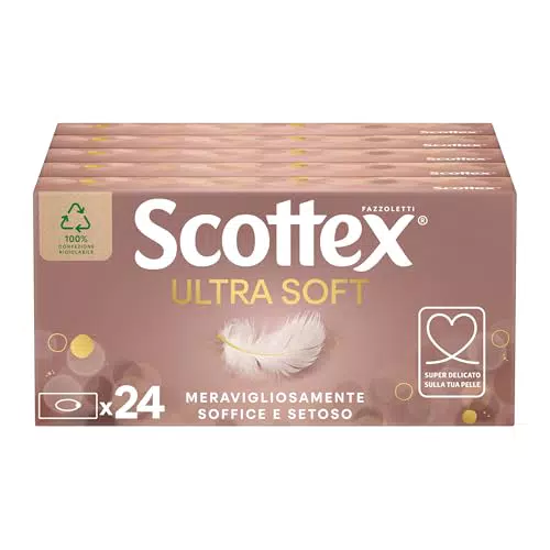 Scottex Ultra Soft Fazzoletti di Carta Morbidi, Confezione 100% Riciclabile