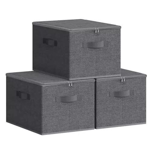 SONGMICS Scatole Portaoggetti Pieghevoli con Coperchio e Maniglie RYZB03G