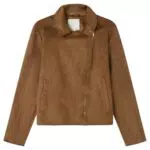 Springfield Giacca Biker in Faux Suede con Tasche Frontali e Zip