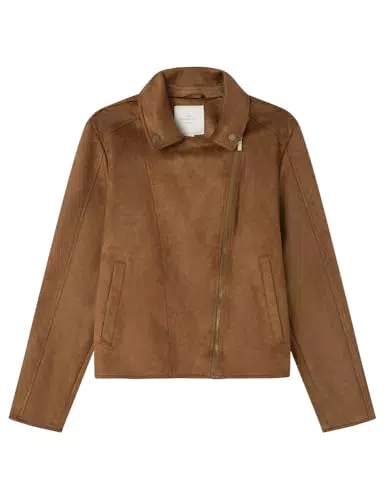 Springfield Giacca Biker in Faux Suede con Tasche Frontali e Zip