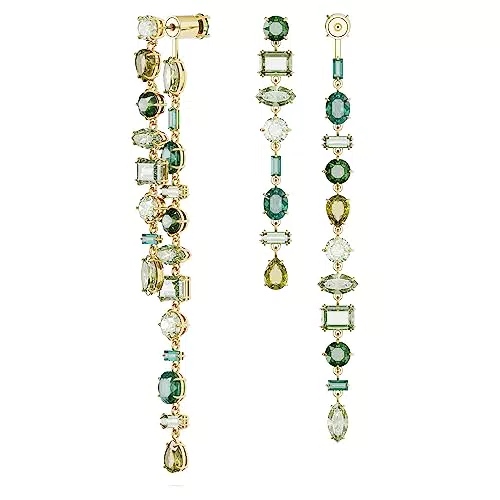 Swarovski Orecchini PENDENTI Gema Design Asimmetrico Extra Lunghi Placcati Oro