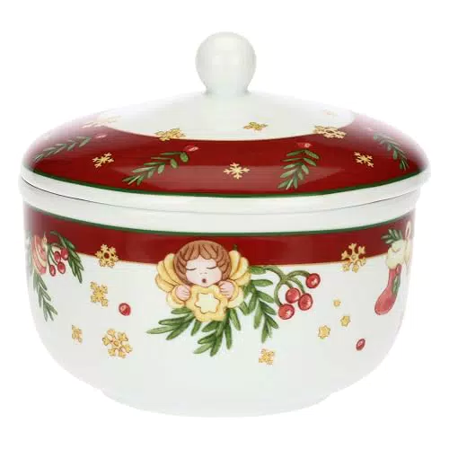 THUN Biscottiera in Porcellana Collezione Sorprese di Natale, Idea Regalo
