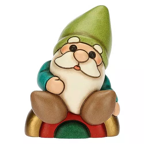 THUN Gnomo Oliver in Ceramica Decorata a Mano - Linea Bosco Magico