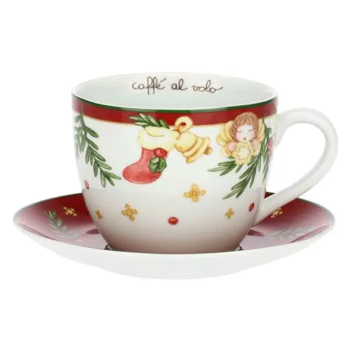 THUN Tazza da Colazione con Piattino in Porcellana - Collezione Natale