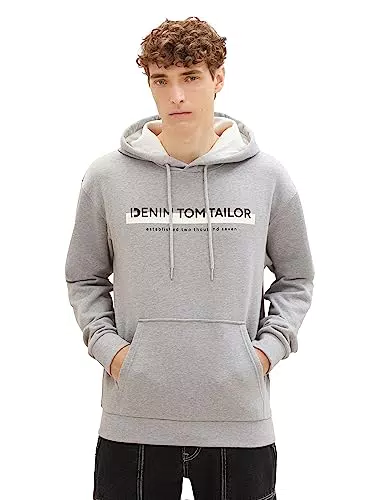 TOM TAILOR Felpa con Cappuccio in Denim e Stampa Logo - Modello 12035