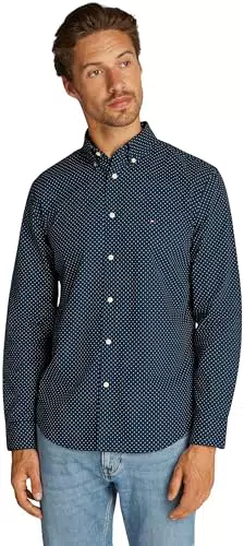 Tommy Hilfiger Camicia Flex Poplin Polka Dot Regular Fit da Uomo