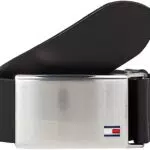Tommy Hilfiger Cintura da Uomo in Pelle TH Plaque Belt 3.5 Adj