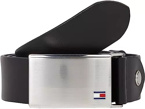 Tommy Hilfiger Cintura da Uomo in Pelle TH Plaque Belt 3.5 Adj