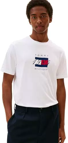 Tommy Hilfiger Uomo T-Shirt Maniche Corte Linear Flag Graphic Regular Fit