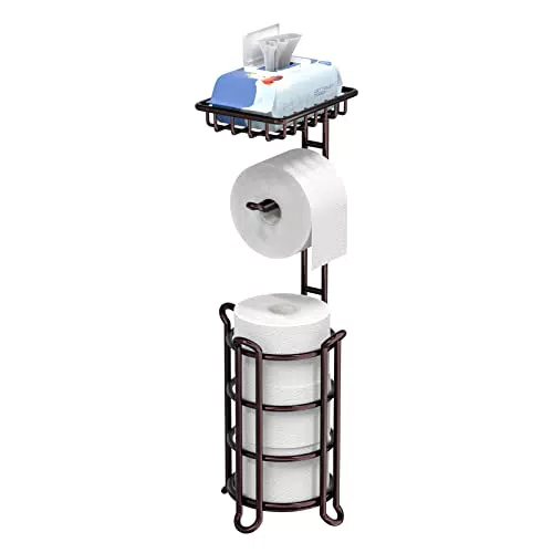 TreeLen Porta carta igienica da terra con mensola – Dispenser per rotoli mega