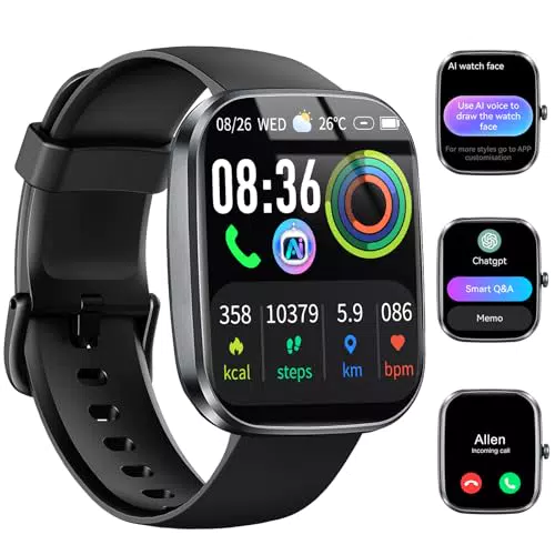 Uaue Smartwatch Fitness Tracker Uomo Donna con Voce AI e Bluetooth IP68